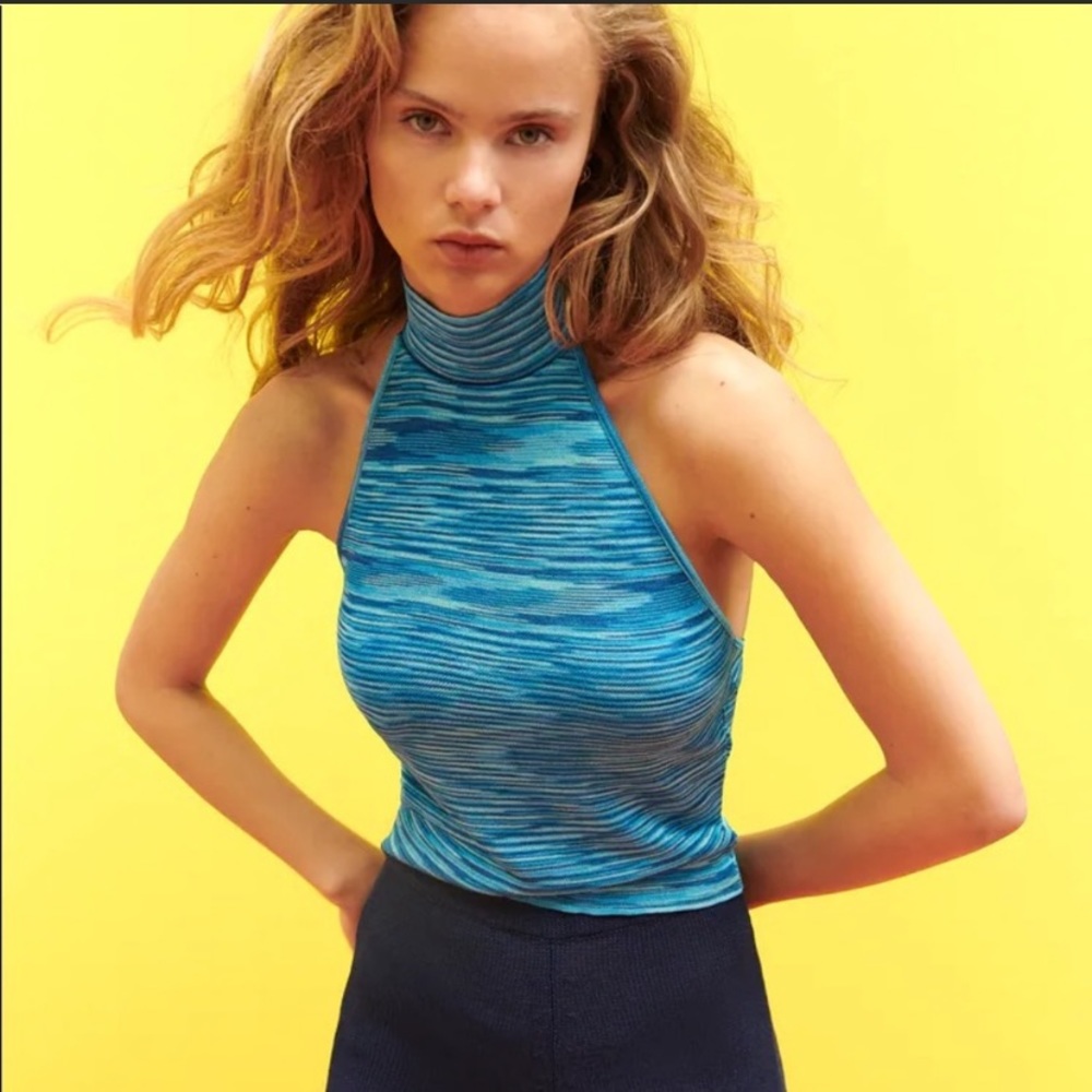 Zara Blue Space Dye Halter Top